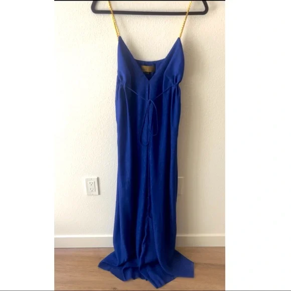 Blue Goddess Maxi Dress with gold details
